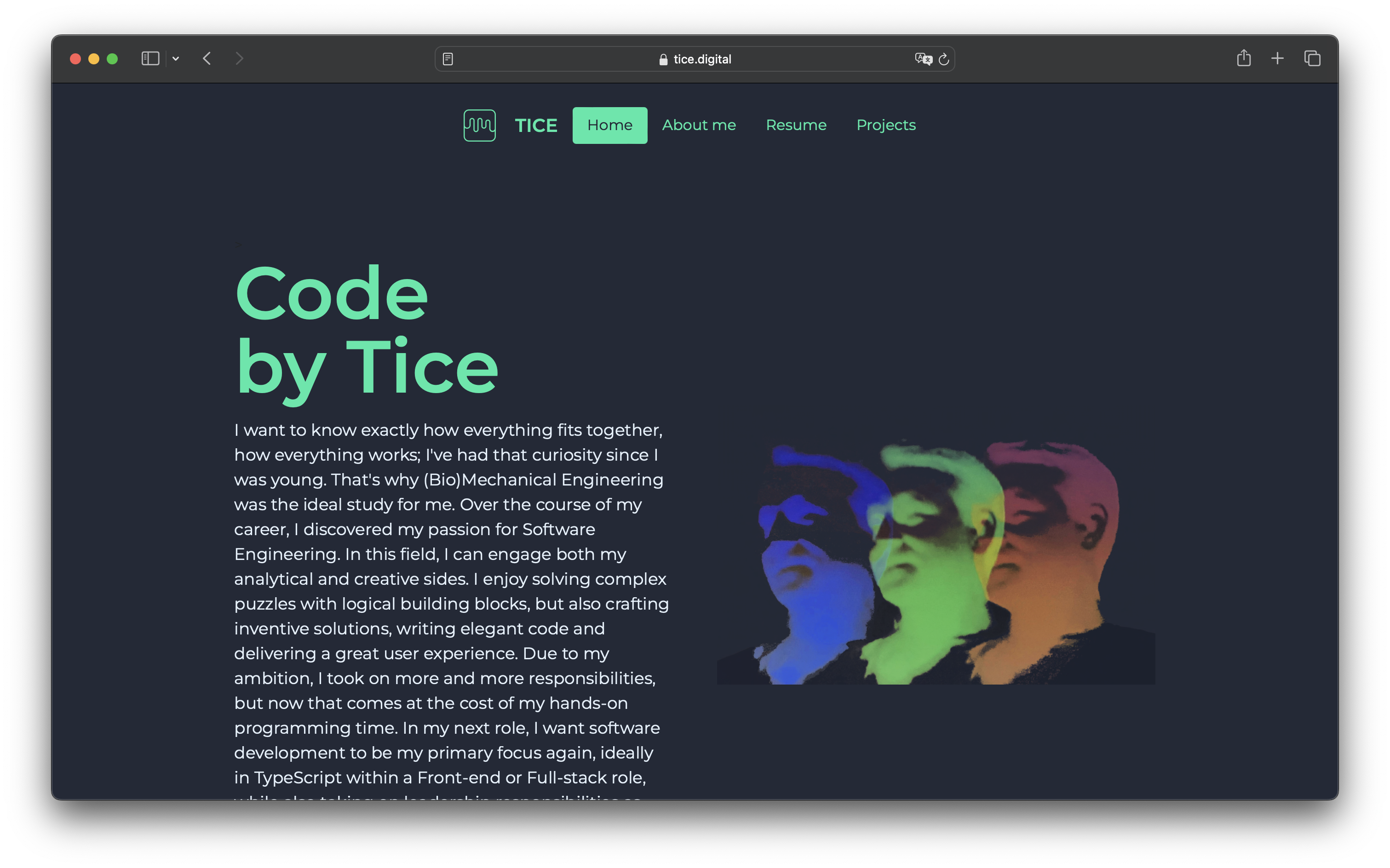 Screenshot of home page